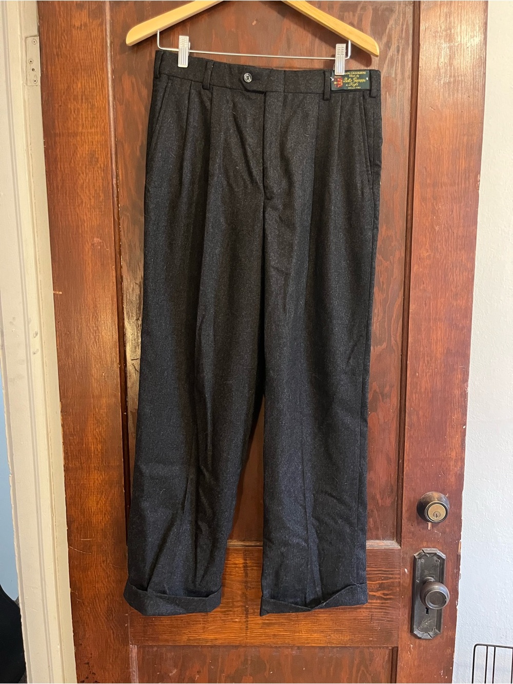 Bill Blass Select Italian Wool Cashmere Pleated Dress Pants Men's 32x30 Charcoal
